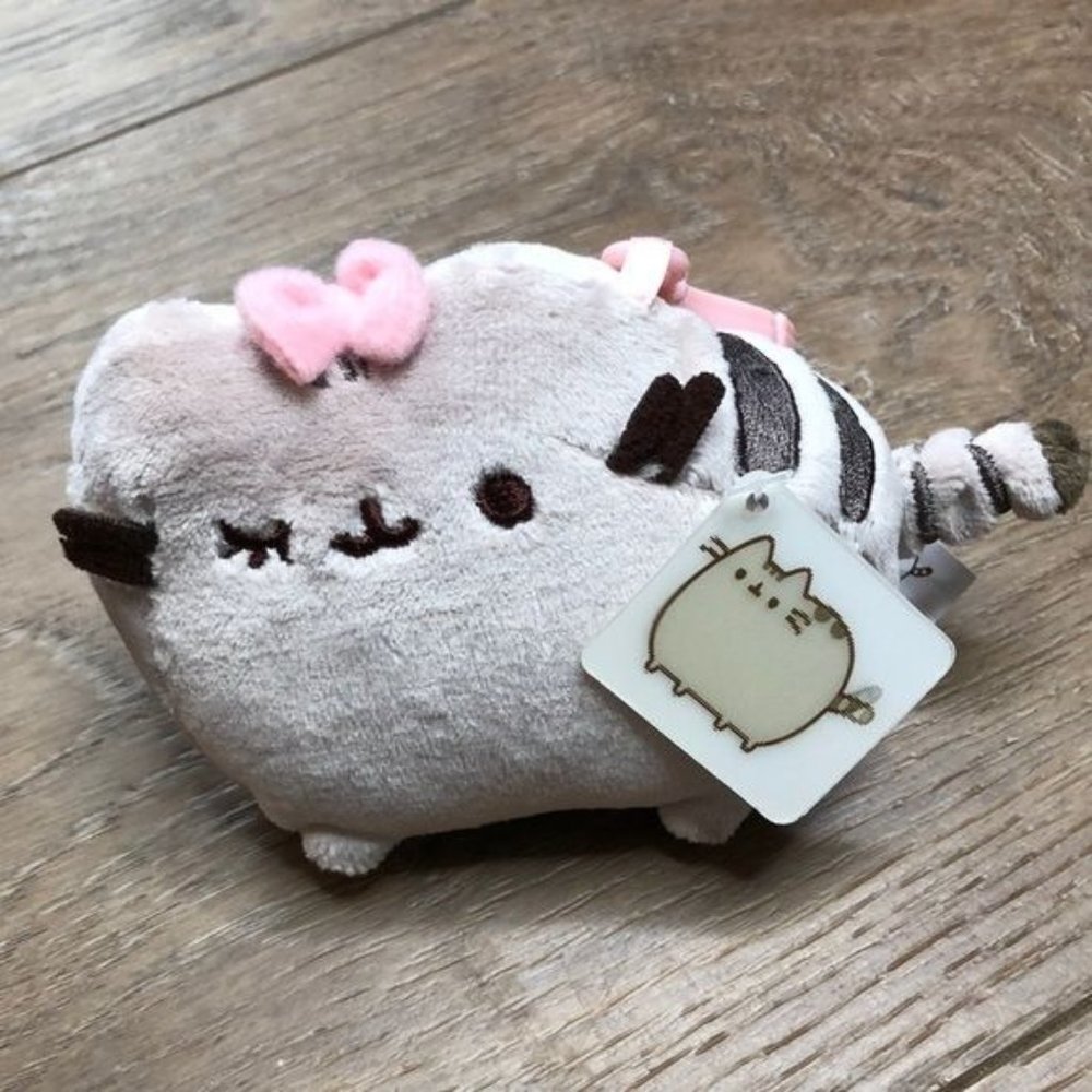 Gund Pusheen Winking Pink Bow Cat Kittie Plush Backpack Clip 4048879  - NWT